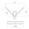PRF Zápustný rohový profil pro instalaci LED pásků do sádrokartonu, materiál hliník, difuzor plast opál, povrch šedá, max šířka LED pásku 4mm, rozměry 44,9x22,2mm, délka l=3m, vč. 2 koncovek. náhled 2