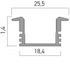 PRF Zápustný profil pro instalaci LED pásků do sádrokartonu, materiál hliník, povrch šedá, rozměry 25,5x1,4mm, délka l=2000mm. náhled 2