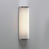 MONZA Nástěnné svítidlo, základna kov, povrch chrom lesk, difuzor sklo opál, imitace vroubkování, pro žárovku 20W, E27, 230V, do koupelny IP44, tř.2, rozměry 250x125x89mm náhled 2