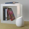LIMINA Stolní lampa, vejcovitý tvar tělesa, základna kov, těleso sádra, povrch bílá, horní zkosený otvor, pro žárovku 50W, GU10, 230V, IP20, tř.2, rozměry d=140mm, h=170mm, vypínač na kabelu náhled 5