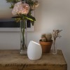 LIMINA Stolní lampa, vejcovitý tvar tělesa, základna kov, těleso sádra, povrch bílá, horní zkosený otvor, pro žárovku 50W, GU10, 230V, IP20, tř.2, rozměry d=140mm, h=170mm, vypínač na kabelu náhled 6