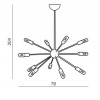 ORBIT Závěsné stropní svítidlo, základna kov, paprsky kov, barva černá, pro žárovku 18x60W,E27, 230V, IP20, rozměry: d=790mm, l=2040mm, lze zkrátit náhled 3