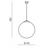 WHITE BALL 40 Závěsné svítidlo, základna kov, povrch chrom, difuzor sklo opál, pro žárovku 1x 40W, E27, 230V, IP20, rozměry: dr=400mm. vč. závěsu l=1600mm, lze zkrátit náhled 2