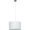 CLARIE Stropní závěsné svítidlo, základna kov, povrch chrom mat, stínítko textil, bílá, krycí sklo opál mat, pro žárovku 1x60W, E27, 230V, IP20, d=400mm, h=330mm, závěs l=1000mm lze zkr náhled 1