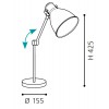PRIDDY VÝPRODEJ Stolní lampa, těleso kov, povrch černá mat, vnitřní bílá, pro žárovku 1x40W, E27, A60, 230V, IP20, zař.tř.1, stínítko d=155mm, h=245mm, vč. vypínače na kabelu náhled 3