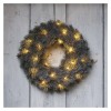 VV věnec, 20 LED, na baterii 2xAA, 40cm Vánoční věnec, jehličí, sníh, šedozelená, vnitřní, stále svítící, 20 LED, teplá 3000K, na baterii 2xAA, 1,5V, IP20, rozměr d=40cm, časovač 6h/18h nebo stále náhled 4