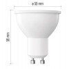 LED 7W, 800lm, GU10 ES50 STEP LED žárovka bodová, plast bílá, difuzor plast opál, LED 7W, 800lm, teplá 3000K, GU10, ES50, vyzař. úhel 110°, Ra80, stmívatelná STEP vyp/zap vypínačem (100%, 50%,10%), 230V, rozměry d=50mm, l=58mm náhled 3