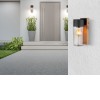 ETSI Nástěnné venkovní svítidlo, těleso nerez, povrch fólie imitace dřeva a černá mat, stínítko sklo kouřové, pro žárovku 1x40W, E27, 230V, IP44, tř.1, rozměry 90x225x124mm. náhled 3