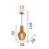 CITRUS Závěsné svítidlo, základna dřevo, stínítko dřevo světlé, pro žárovku 1x60W, E27, 230V, IP20, tř.2, rozměry d=200mm, h=320mm, vč. závěs kabelu l=1460mm, lze zkrátit. náhled 3