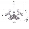 NODI CROMO SP15 Závěsné stropní svítidlo, těleso kov, povrch chrom, difuzor sklo, pro žárovku 15x40W, E14, 230V, IP20, tř.1, Ra80, rozměry 1050x600x1050mm, vč závěs kabelu h=1400mm, lze zkrátit. náhled 2