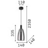 COCO Závěsné svítidlo, základna kov, povrch černá, stínítko sklo kouřové, LED 7W, 550lm, teplá 3000K, 230V, IP20, tř.2, rozměry d=140mm, h=335mm, vč. závěs. kabelu l=2350mm, lze zkrátit. náhled 2