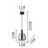 COCO Závěsné svítidlo, základna kov, povrch černá, stínítko sklo kouřové, LED 7W, 550lm, teplá 3000K, 230V, IP20, tř.2, rozměry d=150mm, h=230mm, vč. závěs. kabelu l=2250mm, lze zkrátit. náhled 2