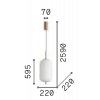 UMILE Závěsné svítidlo, základna kov, povrch zlatá, stínítko sklo opál, LED 20W, 2050lm, teplá 3000K, 230V, IP20, tř.2, rozměry d=220mm, h=595mm, vč. závěs. kabelu l=2590mm, lze zkrátit. náhled 2