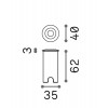 ROCKET ULTRAMINI Zemní svítidlo, těleso hliník, rámeček ocel česaná, sklo čiré, LED 1,3W, 80lm, teplá 3000K, 700mA, IP67, tř.3, rozměry d=40mm, h=62mm. náhled 2