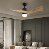 FRESH Stropní ventilátor s osvětlením, základna kov, černá, lopatky dřevo, dif plast opál, LED 18W, smart TUYA, WiFi, dálk ovl. nebo mob. tel. CCT nastav. teplá 3000K-denní 6000K, 230V, d=1320mm, h=550mm náhled 4
