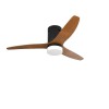 VENTO Stropní ventilátor s osvětlením, kov, povrch černá, lopatky dřevo, dif plast opál, LED 18W, smart TUYA, WiFi, dálk ovl. nebo mob. tel. CCT nastav. teplá 3000K-denní 6000K, 230V, d=1300mm, h=295mm náhled 2