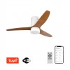 VENTO Stropní ventilátor s osvětlením, kov, povrch černá, lopatky dřevo, dif plast opál, LED 18W, smart TUYA, WiFi, dálk ovl. nebo mob. tel. CCT nastav. teplá 3000K-denní 6000K, 230V, d=1300mm, h=295mm náhled 3
