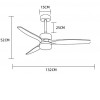 ELEGANTE Stropní ventilátor s osvětlením, kov, povrch stříbrná, lopatky dřevo, dif plast opál, LED 18W, smart TUYA, WiFi, dálk ovl. nebo mob. tel. CCT nastav. teplá 3000K-denní 6000K, d=1320mm, h=520mm náhled 3