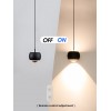 DORMINE Závěsné svítidlo, kov, černá, sklo čiré, LED 6W, 480lm, smart TUYA, Zigbee 3.0, dálk ovl. (souč.) nebo tel.  CCT nast teplá 2700K-denní 6500K, stmív 230V,d=100mm, záv lanko l=1500mm, sv nahoru/dolů. náhled 3