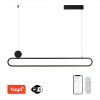 OVALE Závěsné svítidlo, kov, černá, dif plast opál, LED 50W, 3520lm, smart TUYA, WiFi, dálk ovl. Beacon (souč.) nebo tel.  CCT nast teplá 2700K-denní 6500K, stmív 230V, 1220x120mm, záv l=1500mm náhled 1