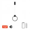 OVALE Závěsné svítidlo, kov, černá, dif plast opál, LED 18W, 1260lm, smart TUYA, WiFi, dálk ovl. Beacon (souč.) nebo tel.  CCT nast teplá 2700K-denní 6500K, stmív 230V, d=260mm, záv l=1200mm, náhled 1