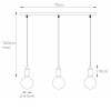 FIX Závěsný kabel s objímkou, těleso plast, povrch černá, pro žárovku 3x60W, E27, 230V, IP20, tř.1, rozměry: základna šířka l=750mm, výška závěs kabelu h=1125mm, lze náhled 2