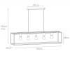 ARTHUR Závěsné stropní svítidlo, těleso kov, povrch černá mat, pro žárovku 5x60W, E27, 230V, IP20, tř.1. rozměry 1100x250x250mm, vč závěs kabelu h=1550mm, lze zkrátit. náhled 2