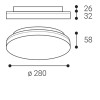 ROUND Stropní nouzové svítidlo, pro trvalé i nouzové svícení, záloha 3h, plast bílá, difuzor plast opál, LED 23W, 2300lm, přepín. nast. teplota CCT teplá 3000K-neutrální 4000K, IP54, d=280mm, h=53mm. náhled 2