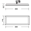 panel TRACK LIGHT LED Svítidlo do 3F lišty, nastavit směr svíc 340°, hliník, povrch bílá mat, difuzor plast opál, LED 20W, neutrální 4000K, 1500lm, Ra80, 110-240V, IP20, tř.1, 300x100x22mm, do 3F lišty NORDIC A náhled 6