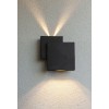 EXTER 21W, IP44 Nástěnné venkovní svítidlo, těleso hliník, povrch černá mat, krycí sklo čiré, LED 21W, 850lm, teplá 3000K, vyzař úhel dolů 100°, nahoru 80°/2x30°/2x18°a 21°, 230V, IP44, 195x195x64mm, svítí dolů. náhled 3