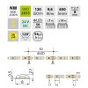 LED pásek, 120LED/m, 9,6W/m, 24V LED pásek IP54 LED pásek, těleso plast, povrch bílá, 120LED/m, 9,6W/m, 650lm/m, neutrální 4200K, vyzař úhel 120°, Ra90, 24V, IP54, w=8mm, l=5000mm, dělitelnost 50mm, cena za 1m náhled 3