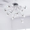 BIRDIES NEST Stropní svítidlo, základna šedá, ramena drát vodiče transparentní, u žárovek dekorativní křidélka z husího peří, 10x10W, E27, 230V/12V, IP20, cca d=950mm, h=500mm náhled 5