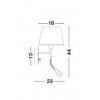 MONTATO WALL Nástěnné svítidlo, nastavitelný směr svícení, základna kov, povrch chrom lesk, stínítko textil bílá, pro žárovku 1x40W, E27, LED 3W, teplá 3000K, 230V, IP20, rozměry 180x230x440mm náhled 2