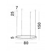 HALO Závěsné svítidlo, těleso hliník, černá, pro max 7 segmentů LED á 6W svítí dolů + 18W nahoru, teplá 3000K, Ra80, 230V/24V, IP20, rozměry d= 1500mm, vč lank závěsu h=1500mm, segmenty dodávány SAMOSTANĚ náhled 8
