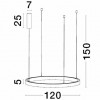HALO Závěsné svítidlo, těleso hliník, černá, pro max 7 segmentů LED á 6W svítí dolů + 18W nahoru, teplá 3000K, Ra80, 230V/24V, IP20, rozměry d= 1500mm, vč lank závěsu h=1500mm, segmenty dodávány SAMOSTANĚ náhled 9