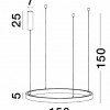 HALO Závěsné svítidlo, těleso hliník, černá, pro max 7 segmentů LED á 6W svítí dolů + 18W nahoru, teplá 3000K, Ra80, 230V/24V, IP20, rozměry d= 1500mm, vč lank závěsu h=1500mm, segmenty dodávány SAMOSTANĚ náhled 10