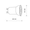 LED žárovka 4W, GU10 MR11, 70° d=35mm Světelný zdroj LED žárovka bodová, těleso plast, bílá, difuzor plast čirý, LED 4W, GU10 MR11,neutrální 4000K, 400lm, vyzař. úhel 70,°Ra80, 230V, IP20, tř.1, rozměry d=35mm, l=46mm, životnost 20 000hod náhled 2