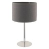 TOROLIO T1 Stolní lampa, základna kov, povrch chrom, stínítko textil šedá, pro žárovku 1x60W, E27, 230V, IP20, tř.1, rozměry d=230mm, h=430mm, vč vypínače na kabelu náhled 1