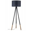 RURIK Stojací lampa, těleso kov černý a dřevo tmavé, stínítko textil šedá, 1x20W, E27, 230V, IP20, tř.2, rozměry d=538mm, h=1530mm, vypínač na kabelu. náhled 1