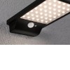 SOLVEIG Venkovní nástěnné solární svítidlo, PIR senzor pohybu, záběr 120°, dosah 2m, těleso plast černá, difuzor plast opál, LED 4,8W, 338lm, teplá 3000K, napájení solární panel, IP44, rozměry 105x29x173mm. náhled 2