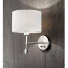 ROUND HOTEL Nástěnné svítidlo, základna kov, povrch chrom broušený, stínítko textil bílá, pro žárovku 1x40W, E27, bodovka nastavitelný směr svícení LED 1W, teplá 3000K, 90lm, IP20, rozměry d=220mm, h=310mm. náhled 1