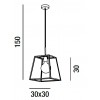 TECA Závěsné svítidlo, těleso kov, povrch černá mat, stínítko sklo čiré, pro žárovku 1x60W, E27, 230V, IP20, rozměry 300x300x300mm, vč závěs kabelu  l=1500mm, lze zkrátit. náhled 2