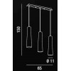 CANNA Závěsné svítidlo, základna kov, povrch chrom lesk, stínítko sklo pískované, pro žárovku 3x60W, E27, 230V, IP20, rozměry l=650mm, vč závěs kabelu  h=1500mm, lze zkrátit. náhled 2