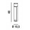 MONOCLE Sloupkové svítidlo, těleso hliník, povrch černá grafitová, difuzor plast opál, pro žárovku 1x10W, G9, 230V, IP44, rozměry d=105mm, h=480mm, 2 skryté zásuvky 230V, 1500W náhled 3