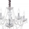VENEZIA Závěsné svítidlo lustr 5 ramen, těleso kov, povrch chrom, sklo, ověsky křišťály, pro žárovku 5x40W, E14, 230V, IP20, tř.1, rozměry d=570mm, vč závěs řetězu se sametovým šedým povlakem h=1500mm. náhled 1
