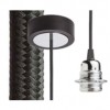 HEX Závěsný kabel s objímkou, základna černá/chrom, kabel textilní úplet černý, objímka chrom, pro žárovku 28W, E27, 230V, IP20, tř.1, d=800mm, l=1500mm, lze zkrátit, pouze závěs BEZ STÍNÍTKA náhled 1