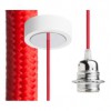 HEX Závěsný kabel s objímkou, základna bílá/chrom, kabel textilní úplet červený, objímka chrom, pro žárovku 28W, E27, 230V, IP20, tř.1, d=800mm, l=1500mm, lze zkrátit, pouze závěs BEZ STÍNÍTKA náhled 1