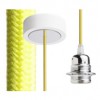 HEX Závěsný kabel s objímkou, základna bílá/chrom, kabel textilní úplet limetkový, objímka chrom, pro žárovku 28W, E27, 230V, IP20, tř.1, d=800mm, l=1500mm, lze zkrátit, pouze závěs BEZ STÍNÍTKA náhled 1