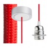 HEX Závěsný kabel s objímkou, základna chrom/bílá, kabel textilní úplet červený, objímka chrom, pro žárovku 28W, E27, 230V, IP20, tř.1, d=800mm, l=1500mm, lze zkrátit, pouze závěs BEZ STÍNÍTKA náhled 1