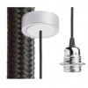 HEX Závěsný kabel s objímkou, základna chrom/bílá, kabel textilní úplet černý, objímka chrom, pro žárovku 28W, E27, 230V, IP20, tř.1, d=800mm, l=1500mm, lze zkrátit, pouze závěs BEZ STÍNÍTKA náhled 1